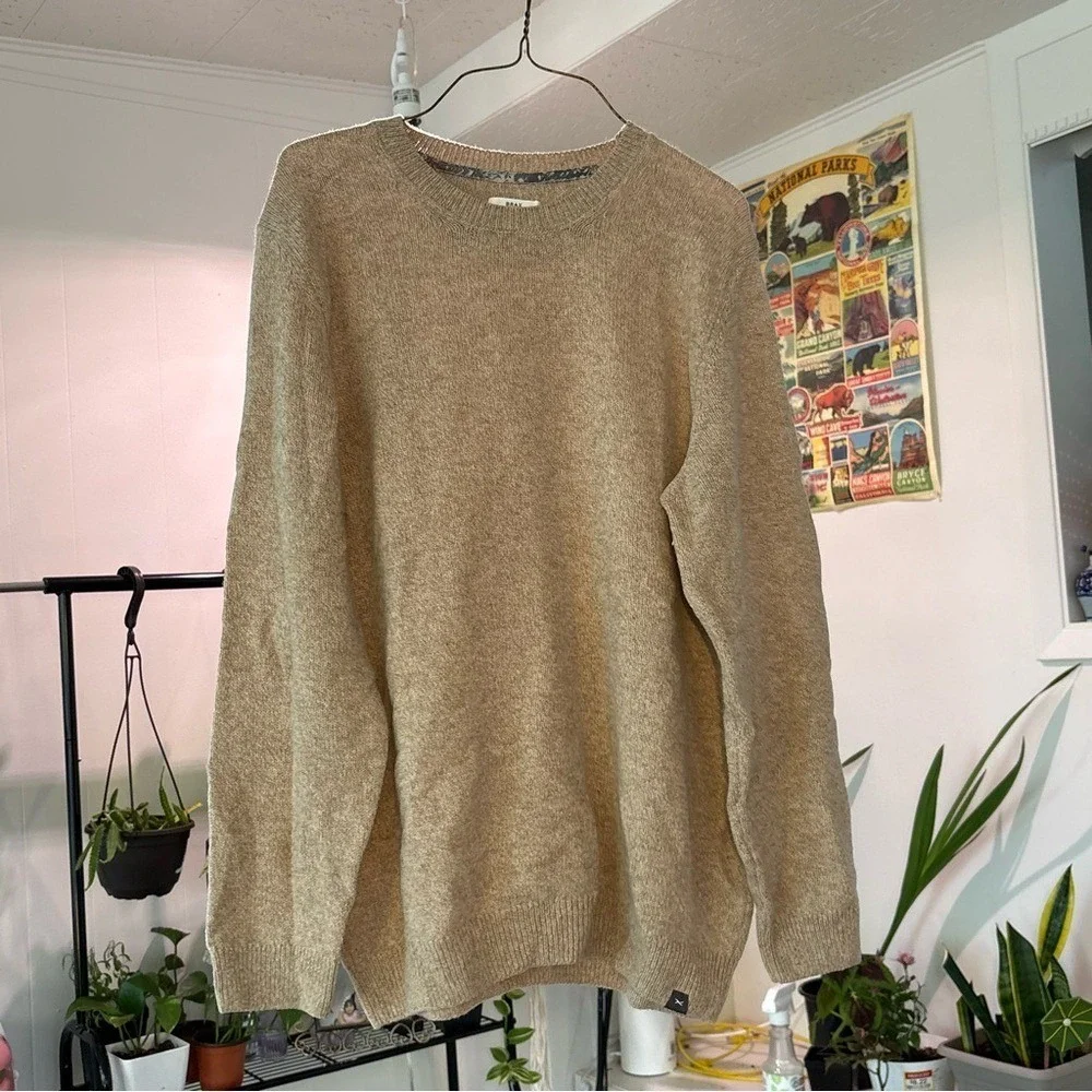 Brax Crew Neck Sweater‎ Mens L Tan Marl  Rick Long Sleeve Knit Pullover Luxury